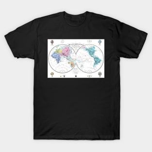 World map wall art 1876 dorm decor mappemonde from french school Art Print T-Shirt